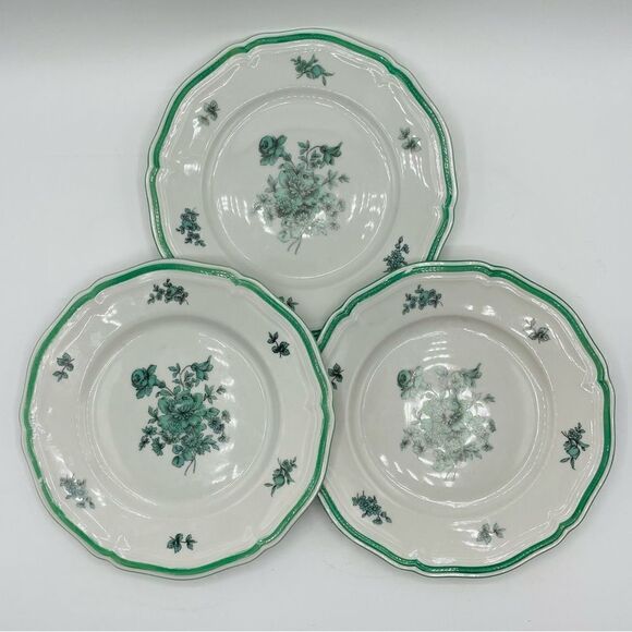 Set of 3 Vintage Rosenthal Chippendale Green Bloom Bread Plates - Picture 1 of 10